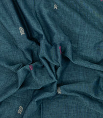 Dark Grey Handwoven Bengal Cotton Saree With Mango Buttas-BG1512