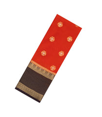 Orange Woven Blended Viscose Saree With Zari Buttas-BL6079