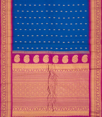Blue Handloom Gadwal SICO Saree With Cotton Body & Silk Border-GA0388