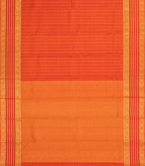 Orange Handloom Kanchipuram Silk Saree With Zari Stripes-KA14114