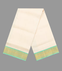 Cream Handloom Korvai Pure Silk 9 Yards Dhoti With 5 Yards Angavasthram-CD1558