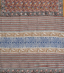 Brown Printed Jaipur Cotton Saree With Floral Motifs-JC1522