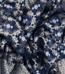 Navy Blue Handloom Organza Soft Silk Saree With Floral Motifs-SO4105