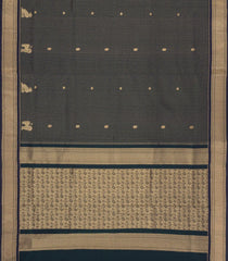 Bottle Green Handloom Soft Silk Cotton Saree With Zari Checks & Buttas-SC4439