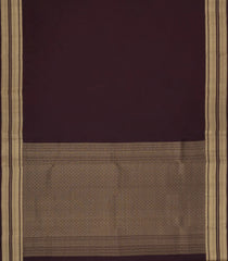 Dark Brown Woven Pure Silk Saree With Contrast Border-KA15628