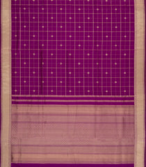 Burugndy Handloom Silk Cotton Saree With Checks & Buttas-SC4420