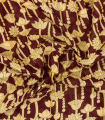 Maroon Printed Jaipur Cotton Saree With Pichwai Motifs-JC1919