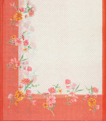 Red Printed Synthetic Linen Saree With Floral Motifs-SY0051