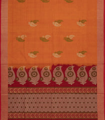 Orange Handloom Village Cotton Saree With Buttas-VC1644