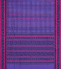 Purple Handloom Village Cotton Saree With Checks & Buttas-VC1623
