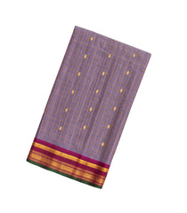 Lilac Handloom Gadwal Silk Cotton Saree With Checks & Buttas-GA0189