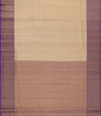 Taupe Handloom Kanchipuram Tissue Silk Saree With Diamond Motifs & Contrast Border-KA13494