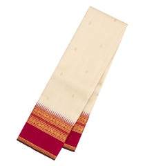 Cream Handloom Korvai Kanchipuram Silk Saree With Buttas-KA15479