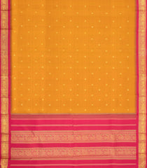 Mustard Handloom Korvai Kanchipuram Silk Saree With Zari Buttas-KA15682