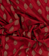 Red Woven Mysore Silk Saree With Buttas & Contrast Border-MS3341