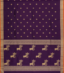 Dark Purple Handloom Kanchipuram Silk Saree With Annam Buttas-KA14841