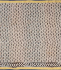 Grey Printed Jaipur Cotton Saree With Floral Motifs-JC1542