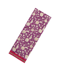 Lilac Printed Chanderi Cotton Saree With Floral Motifs-CC1725
