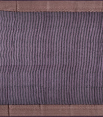Cream Printed Chanderi Cotton Saree With Contrast Lilac Zari Border-CC1665