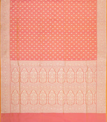 Peach Handloom Banarasi Tanchoi Silk Saree With Meena Floral Motifs-BE1829