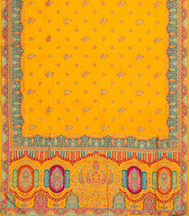 Yellow Printed Blended Viscose Saree With Position Printed Floral Motifs-BL5986