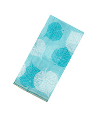 Turquoise Printed Synthetic Linen With Contrast Border-SY0289