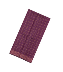 Burgundy Handloom Dupion Silk Saree With Checks & Printed Pallu-DS0596