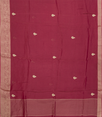 Maroon Woven Blended Tussar Saree With Embroidered Floral Motifs-EN1836