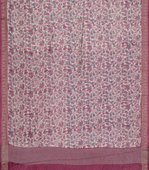 Dusty Pink Printed Chanderi Cotton Saree With Zari Border-CC1562