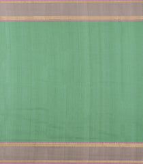 Light Green Handloom Silk Cotton Saree With Stripes & Contrast Border-SC3986