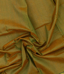 Olive Green Handloom Silk Cotton Saree With Zari Checks & Contrast Border-SC4722