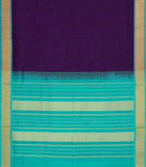 Dark Purple Handloom Silk Cotton Saree With Contrast Border-SC4473