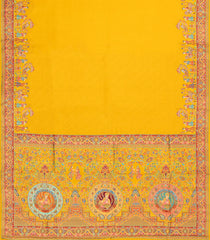 Yellow Printed Blended Viscose Saree With Position Printed Wedding Motifs-BL5993