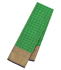 Green Woven Kanchipuram Silk Saree With Checks-KA14977