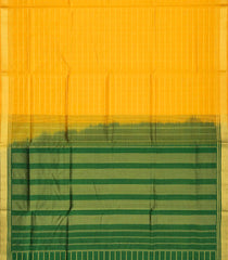 Mustard Handloom Silk Cotton Saree With Zari Checks & Contrast Pallu-SC3666
