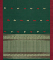 Green Handloom Village Cotton Saree With Buttas-VC1669