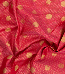 Red Handloom Kanchipuram Silk Saree With Stripes & Buttas-KA15288