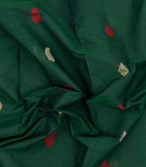 Green Handloom Village Cotton Saree With Buttas-VC1669