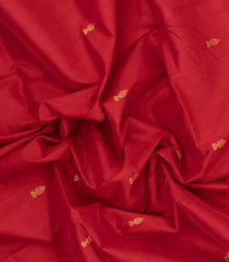 Red Handloom Silk Cotton Saree With Buttas & Contrast Border-SC4475