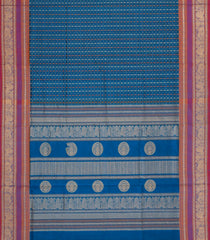 Blue Handloom Silk Cotton Saree With Checks-SC4210
