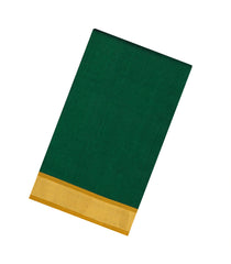 Green Handloom Silk Cotton Saree With Contrast Border-SC4493