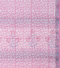 White Printed Jaipur Cotton Saree With Floral Motifs-JC1507