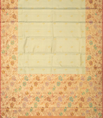 Cardamom Green Handloom Tissue Kanchipuram Silk Saree With Dotted Floral Motifs