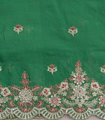Aquamarine Woven Synthetic Blended Saree With Embroidered Floral Motifs-EN1989
