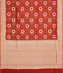 Crimson Woven Pure Organza Silk Saree With Meena Floral Motifs-KS1110