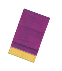 Purple Handloom Silk Cotton Saree With Contrast Zari Border-SC3676