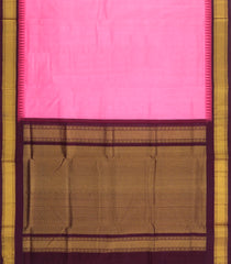BubbleGum Pink Handloom Korvai Silk Cotton Saree With Contrast Temple Border-SC4970