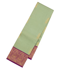Mint Green Handloom Korvai Kanchipuram Silk Saree With Peacock Buttas-KA15496