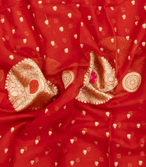 Red Woven Pure Organza Silk Saree With Zari Buttas-KS1119