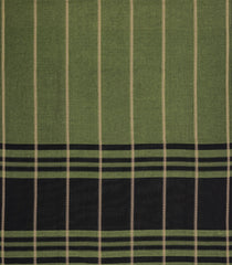Sage Green Woven Bengal Cotton Saree With Stripes & Contrast Pallu-BG1896